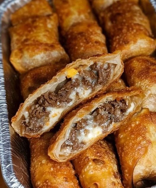 Philadelphia cheesesteak with egg rolls