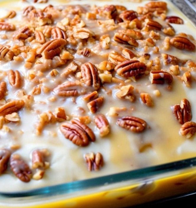 Butter Pecan Praline Poke Cake