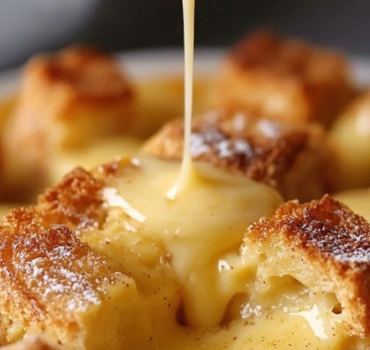 Traditional Bread Pudding with Vanilla Custard