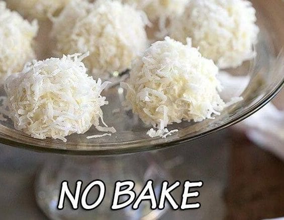 NO BAKE – Cream-Cheese Coconut Snowballs