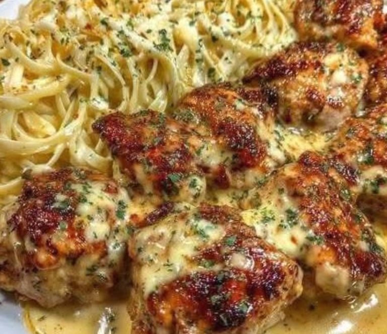 Garlic Butter Chicken Bites with Creamy Parmesan Pasta