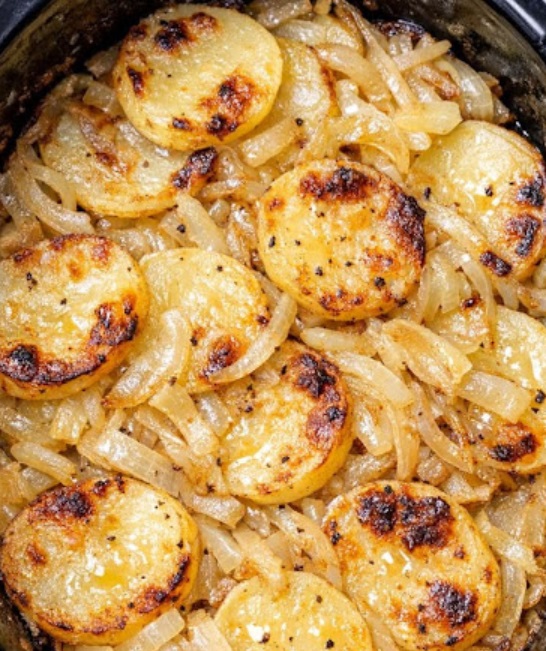 Slow Cooker 4-Ingredient Depression Era Potato and Onion Bake