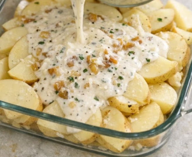 Creamy Pour-Over Baked Potatoes