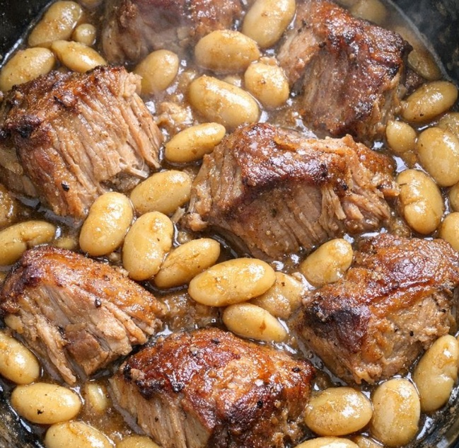 Whenever my grandmother visits she makes this tender 4 ingredient dinner. It is so juicy and flavorful that the family scrapes the pot clean.